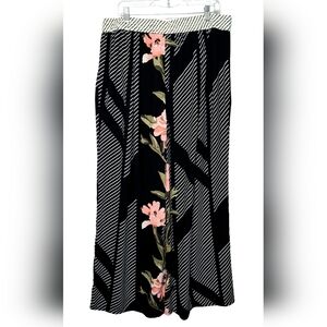 CATO est 1946 Black Floral Pants Size 18/20 W Wide Leg